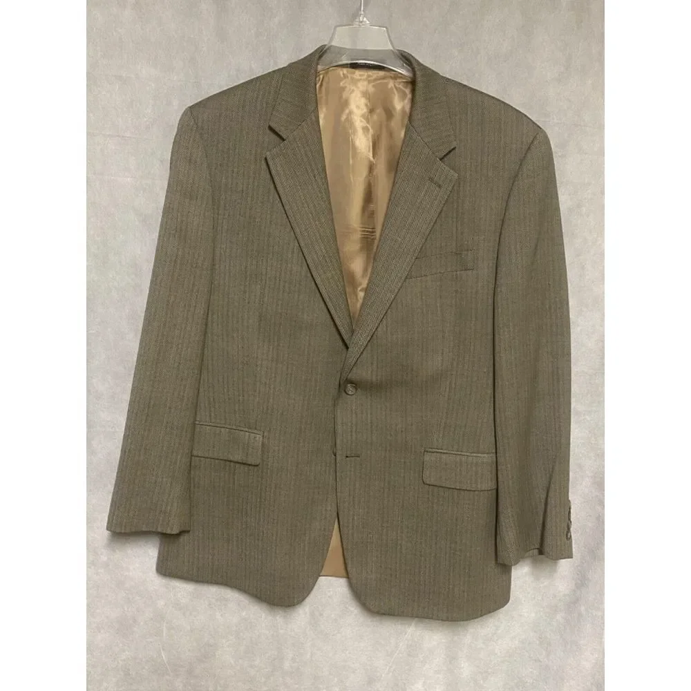 Ralph Lauren Blazer‎ Men 42R Gold Beige Herringbone 2B Wool Sport Coat Luxury
